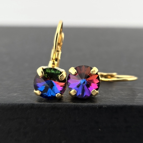 Austrian Crystal Earrings in Gold Plate - Picture 7 of 8